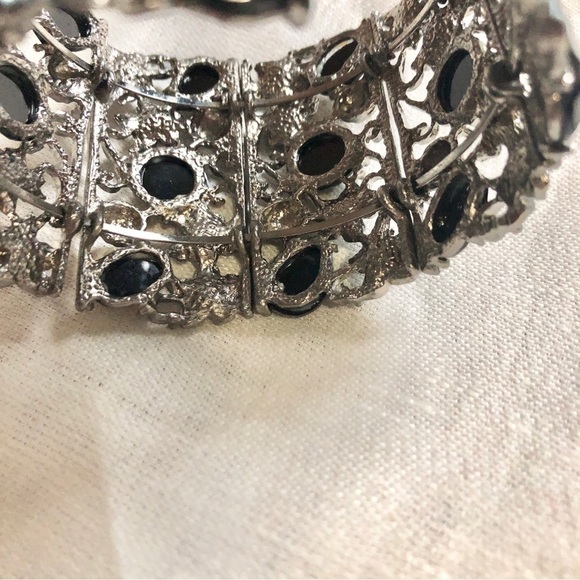 Metal Mediterranean Cuff Bracelet Woven Pale Pink Blue Flower Designs - Picture 5 of 5